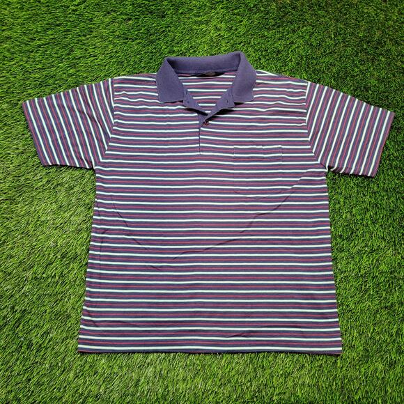 VTG 80s Puritan Knit Polo Shirt Mens Large Striped Preppy Coastal - Picture 1 of 8